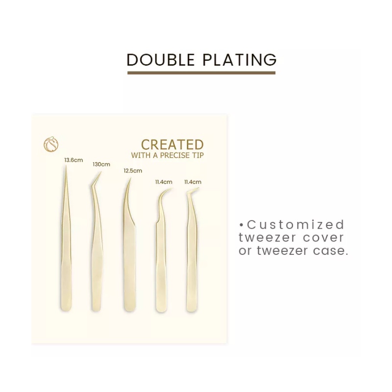 TWEEZER GOLD PREMIUM - 1pcs Eyelash Extension Tweezers Gold - Eyelashes Makeup Tool - pinset bulumata emas