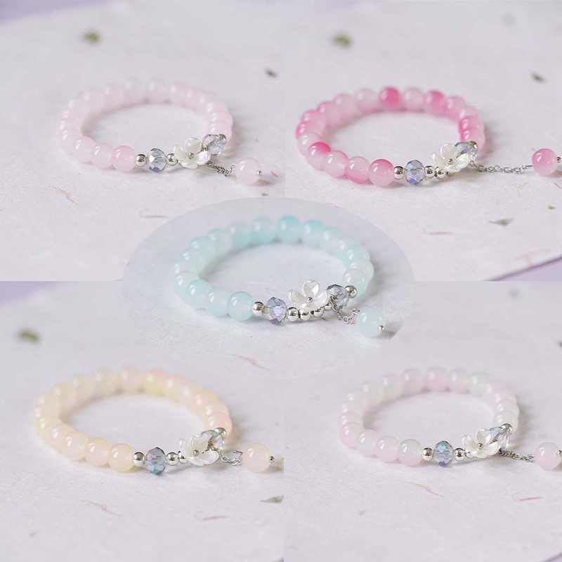 Gelang Manik-Manik Kristal Bunga Warna-Warni Handmade Gaya Korea Bohemian Untuk Wanita