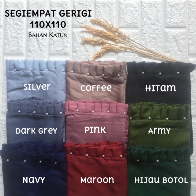 HIJAB MURAH SEGIEMPAT KATUN GERIGI MUTIARA/NAYA PEARLY (1KG MUAT 11PCS)