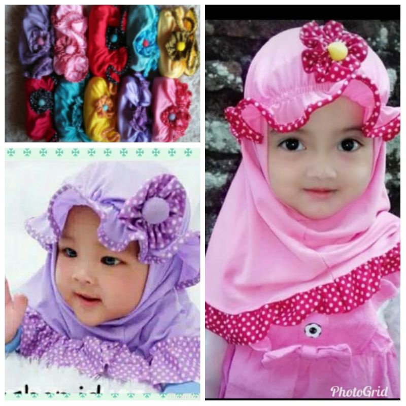 jilbab anak bayi topi list