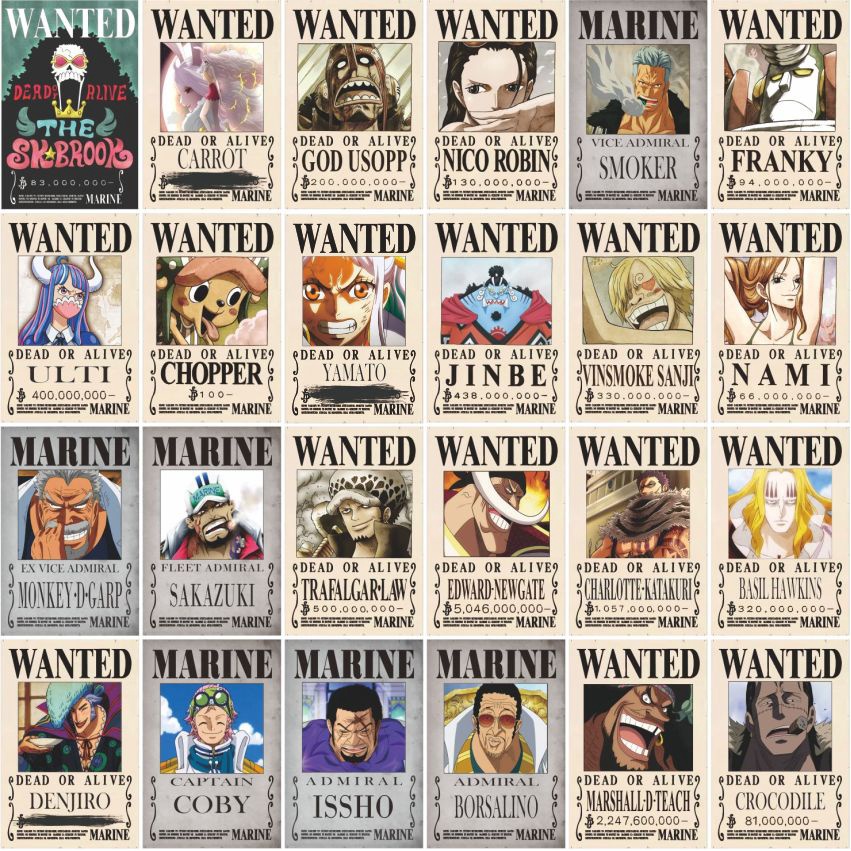 (COD) POSTER KAYU BOUNTY ONE PIECE  WANTED BURONAN HIASAN  DINDING ANIME KARTUN OP