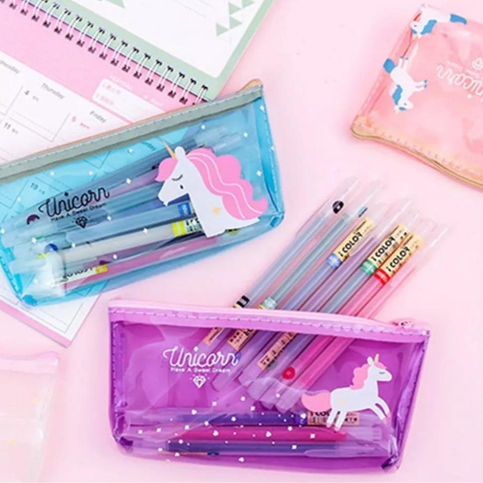 

(PROMO MN090) [UBIMARU] UNICORN TRANSPARENT PENCIL CASE - TEMPAT PENCIL TRANSPARAN - UNICORN BAG ✰