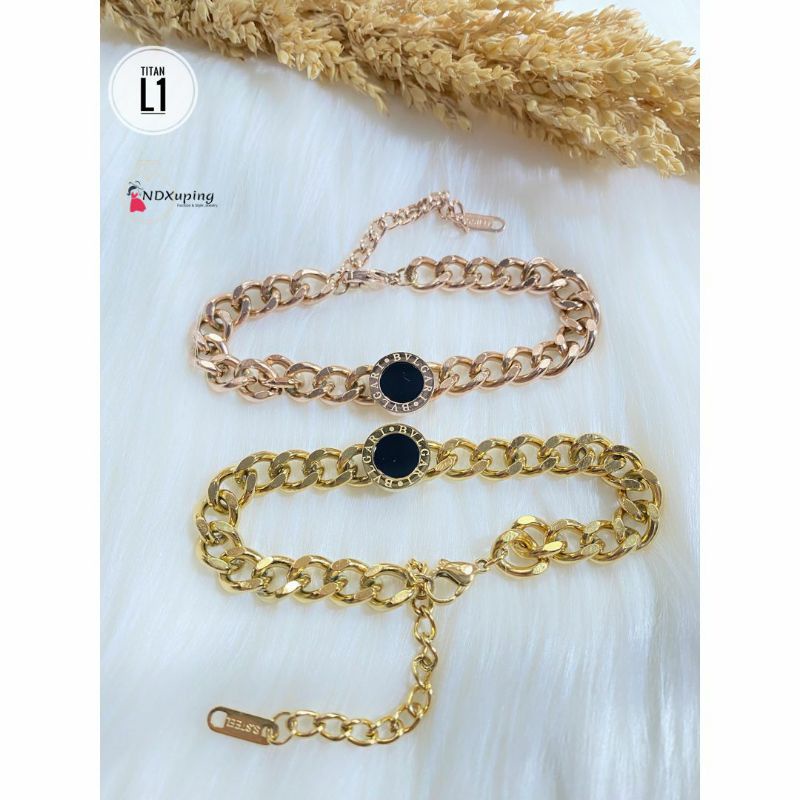 Gelang Rantai Besar Retro Plat Hitam Titanium N24112105