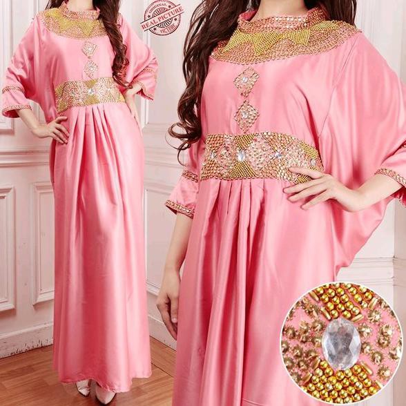 Special Cn 9104-Caftan Princes   Caftan Aplikasi Kerancang Gold Mewah (Saten Velvet) Free Size S-Xl,