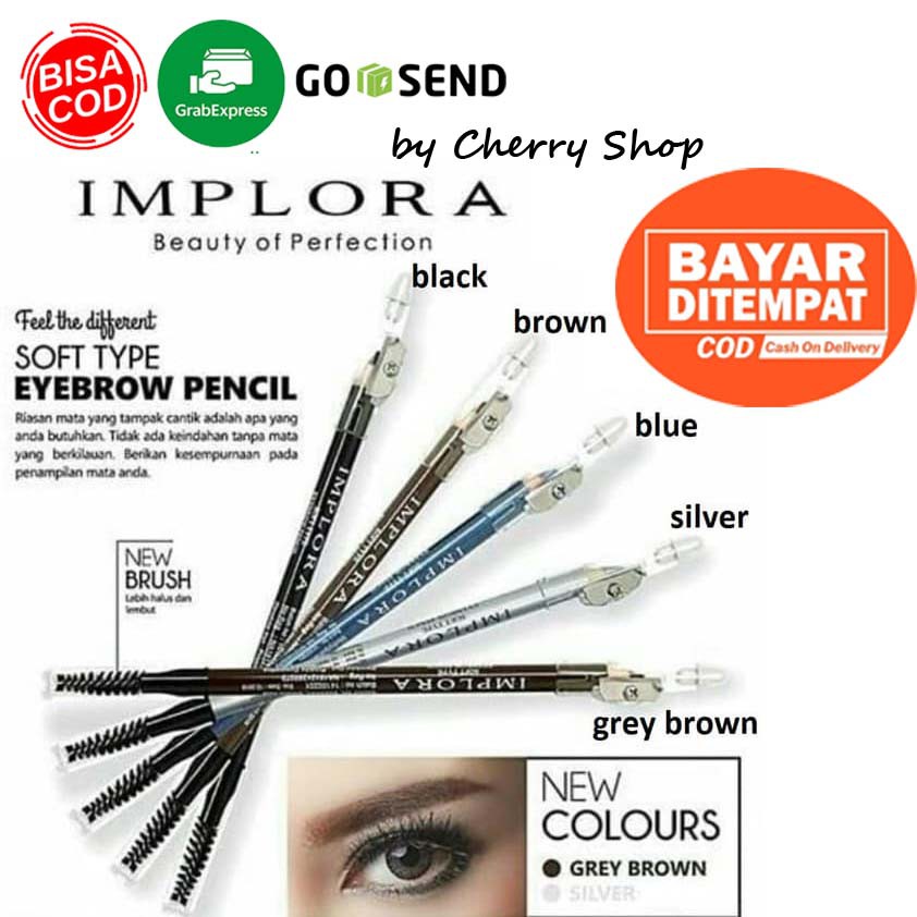 [BPOM] Pensil Alis IMPLORA - Eyebrow Pensil - Pensil Alis Dengan Sikat Cherry Shop | IMPLORA Eye Brow Pencil 2 IN 1 ( PENSIL + SERUTAN + SIKAT ) ORIGINAL BPOM / 2IN1 PENSIL ALIS IMPLORA | Soft Eyebrow