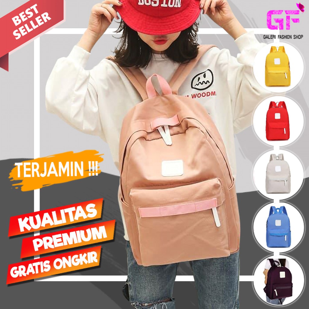 TAS BACKPACK WANITA RANSEL PUNGGUNG CEWEK KOREA SEKOLAH KULIAH JUMBO IMPORT ORIGINAL MURAH GF556