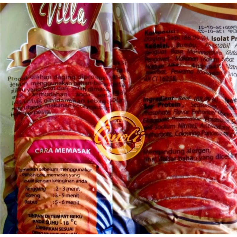 beef salami villa 225gr / daging asap 225 gr / smoked beef