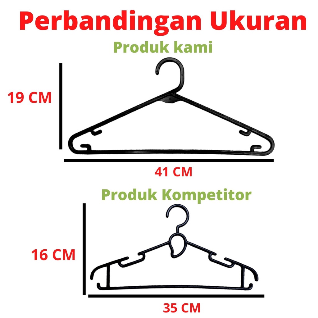 Hanger Plastik / Gantungan Baju Plastik JUMBO isi 12 Pcs