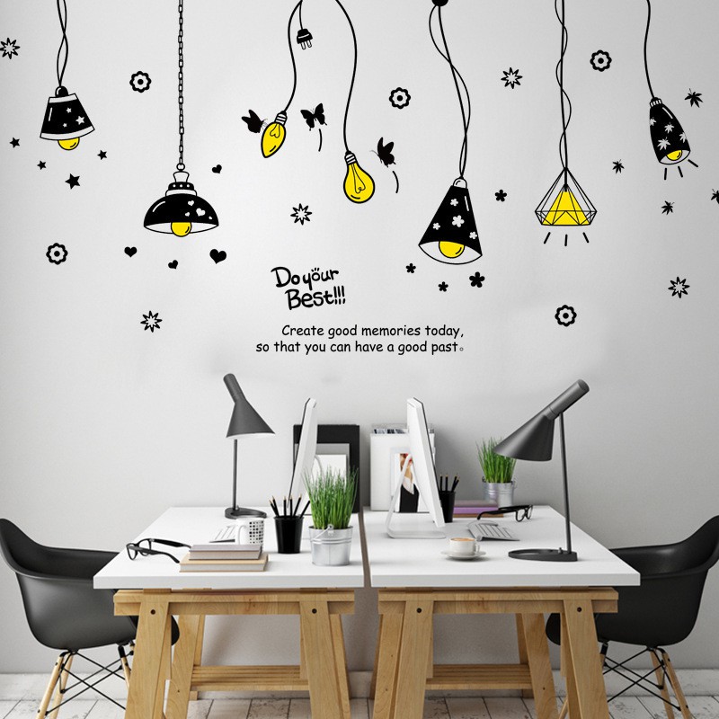 RELIZA WALL STICKER 60X90 LAMPU GANTUNG HITAM WALL STIKER DINDING XL8198