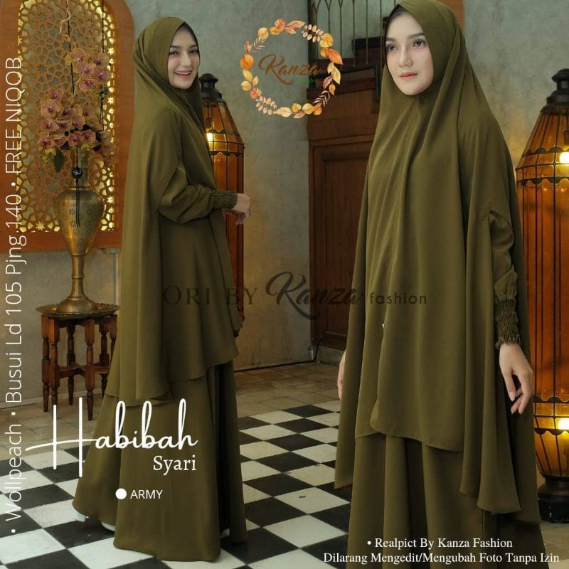 Busana Syari Wanita//Gamis Set Syari//Gamis Set Syari Murah//Habibah Syari//Gamis Set Syari Polos Fr