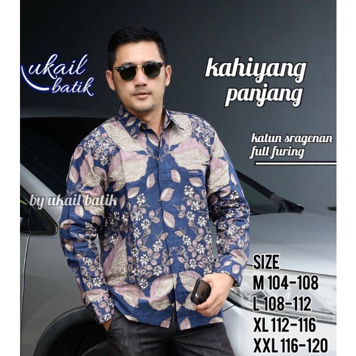 Kemeja Batik Pria Lengan Panjang Premium Kahiyang Biru Lapis Furing Bahan Katun Halus Premium