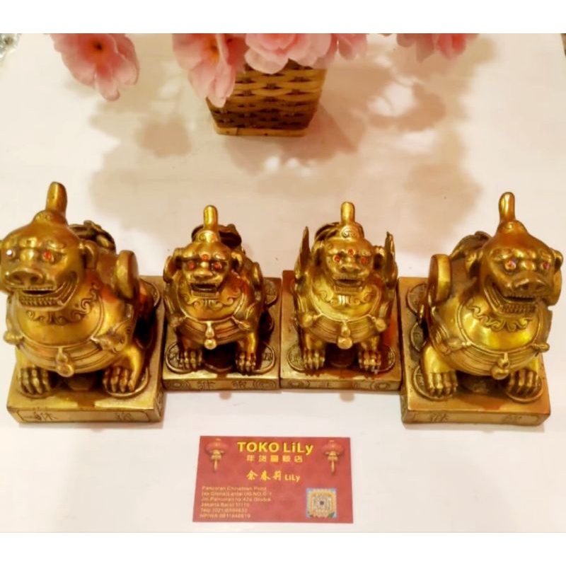 Figurine Feng Shui PiXiu / Miniatur Tembaga PiXiu / Dekorasi Pajangan Mytical Feng Shui