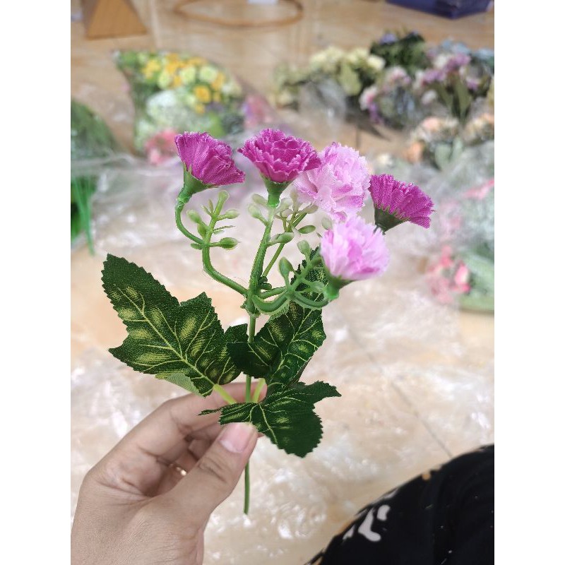 Anyelir Bunga Plastik Artificial Dekorasi Rustic Hiasan Mahar Dried Flower Hampers Ringbox-Pink fuchia