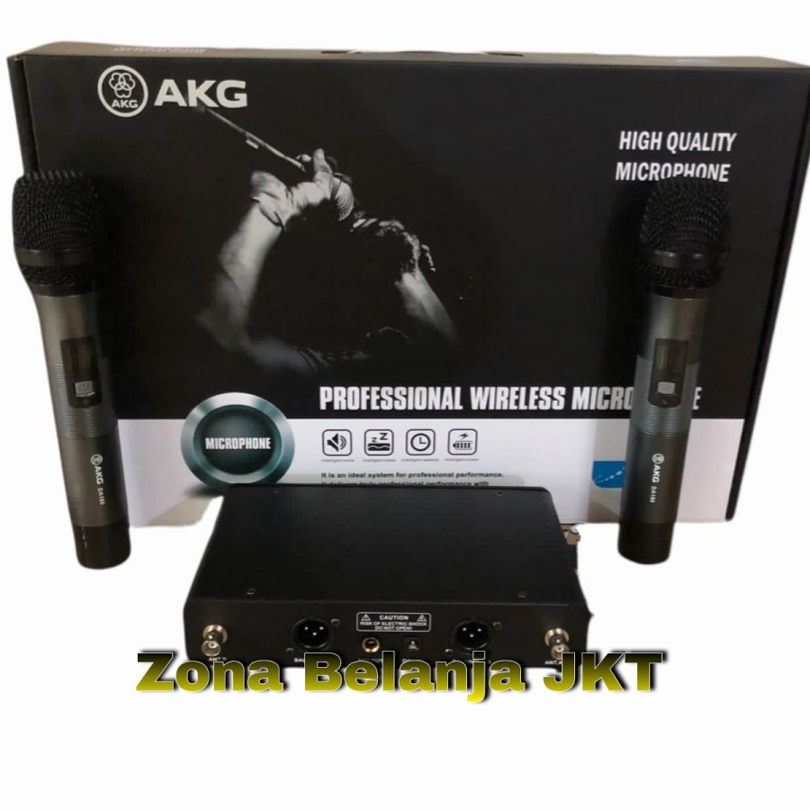 MICROPHONE - MIC WIRELESS AKG D180 DUA HANDLE MIK VOKAL KARAOKE