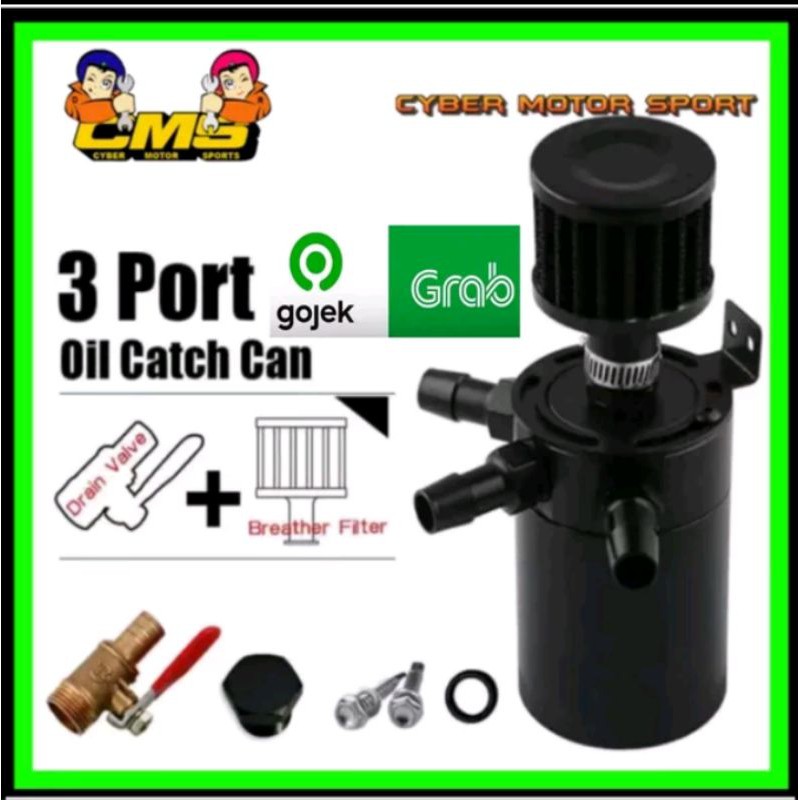 Oil catch tank universal. Oct oil cath penampung uap oli mesin mobil universal. multi port