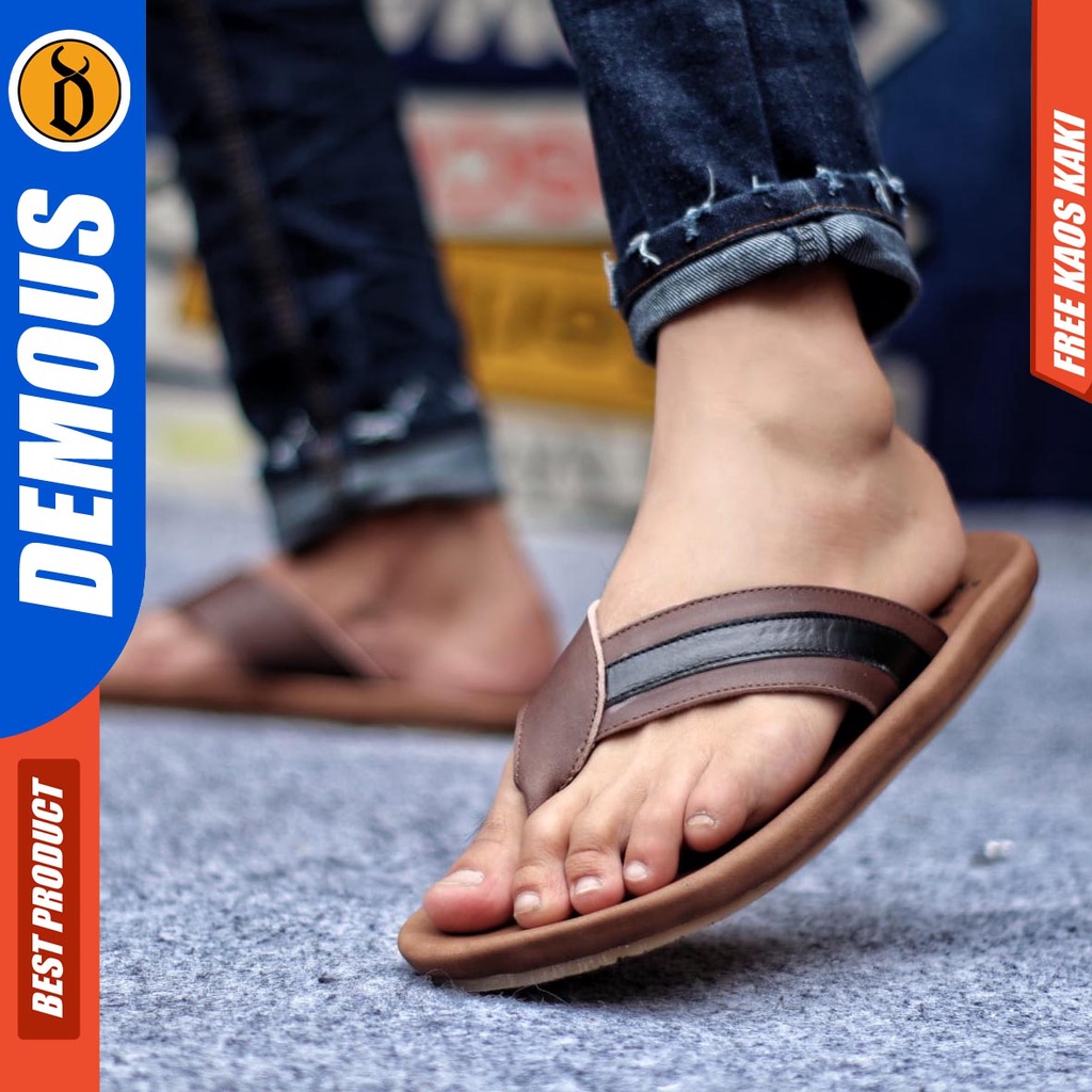 DEMOUS KIAN Sandal Jepit Kulit Asli Pria