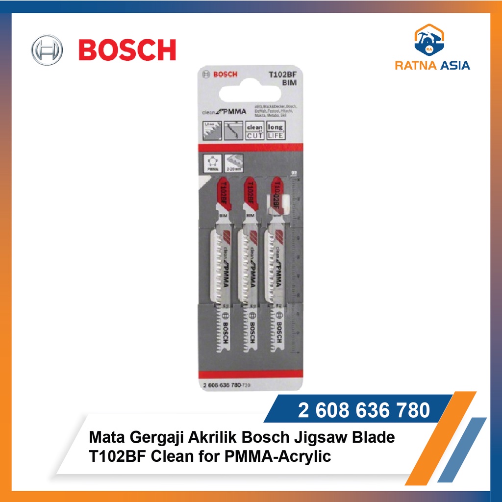 Mata Gergaji Akrilik Bosch Jigsaw Blade T102BF Clean for PMMA-Acrylic