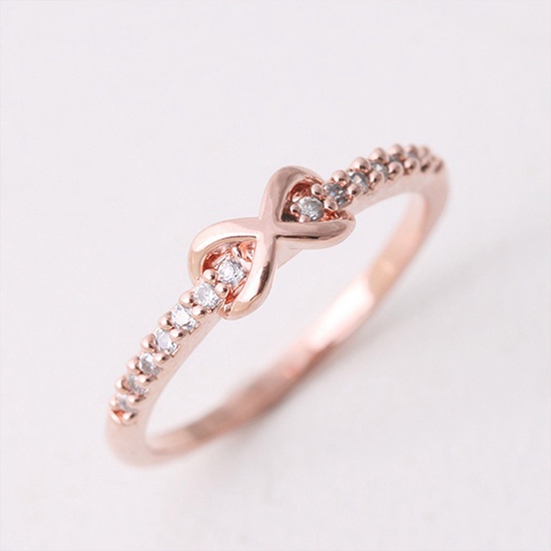 Cincin Infinity Bahan Sterling Silver 925 Hias Berlian Untuk Hadiah Pernikahan