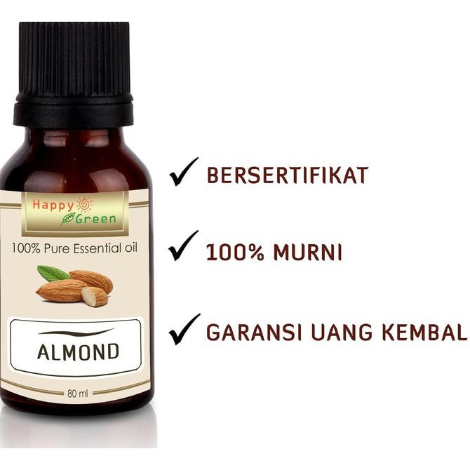 

PROMO MURAH Stok Terbatas HAPPY GREEN 100% PURE Almond Oil - Minyak Almond Cosmetic Grade 80mL ERE56