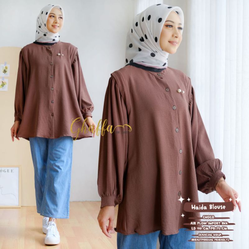 HAIDA BLOUSE BY GHAFFA THE LABEL (BLOUSE MUSLIMAH) Blouse polos modern