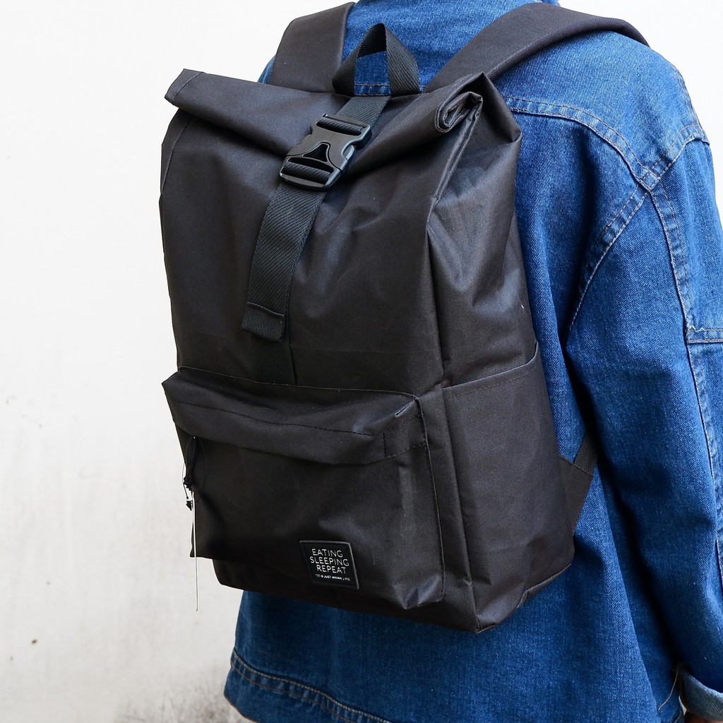 Tas Punggung Roltop Backpack Warna Hitam