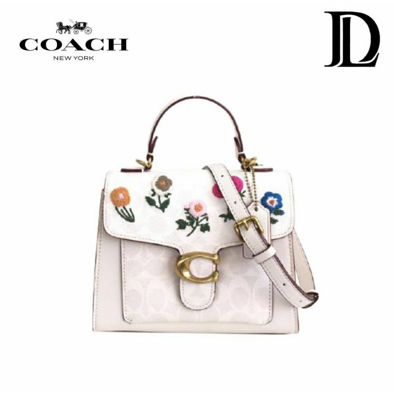 Coach Signature Floral Embroidery Tabby Top Handle Satchel Bag