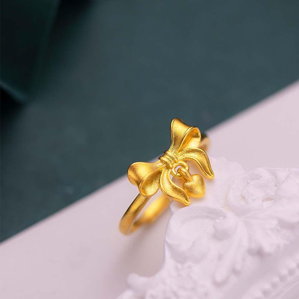 Mxbeauty Wanita Pembukaan Cincin Elegan Temperamen Gadis Hadiah Pertunangan Pernikahan Aksesoris Warna Emas Cinta Berbentuk Jari Rings