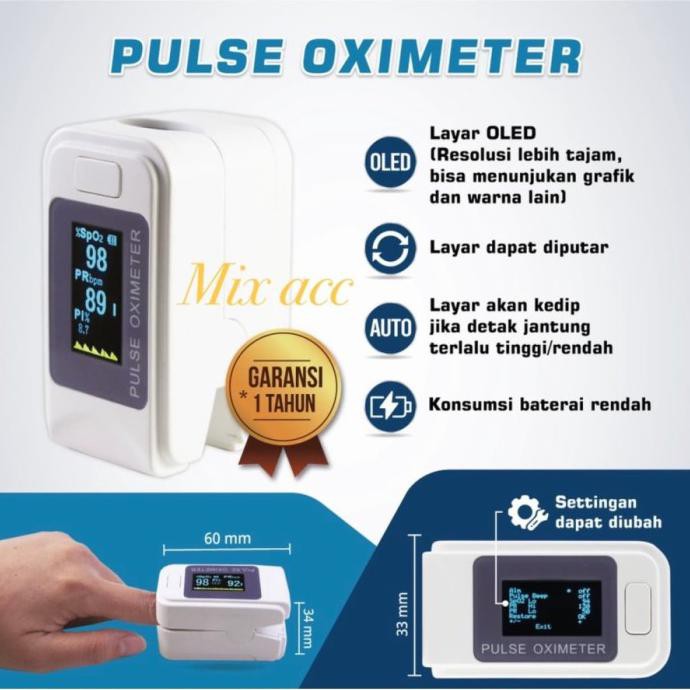 MIXIO A2 Fingertip Pulse Oximeter Sp02 Saturation Monitor HD OLED - LK89 OXIMETER .