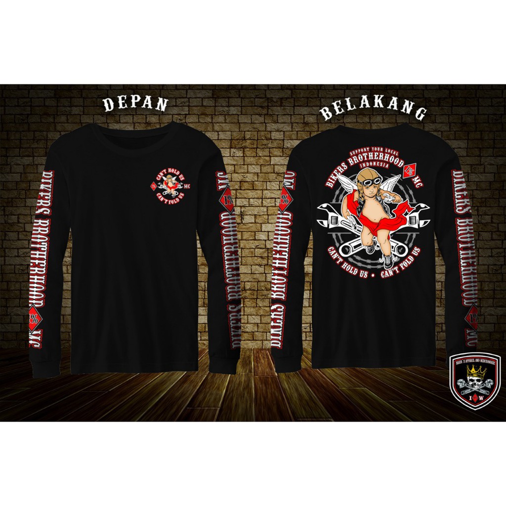 Baru Kaos Bikers Brotherhood 1% MC Hitam Panjang Original