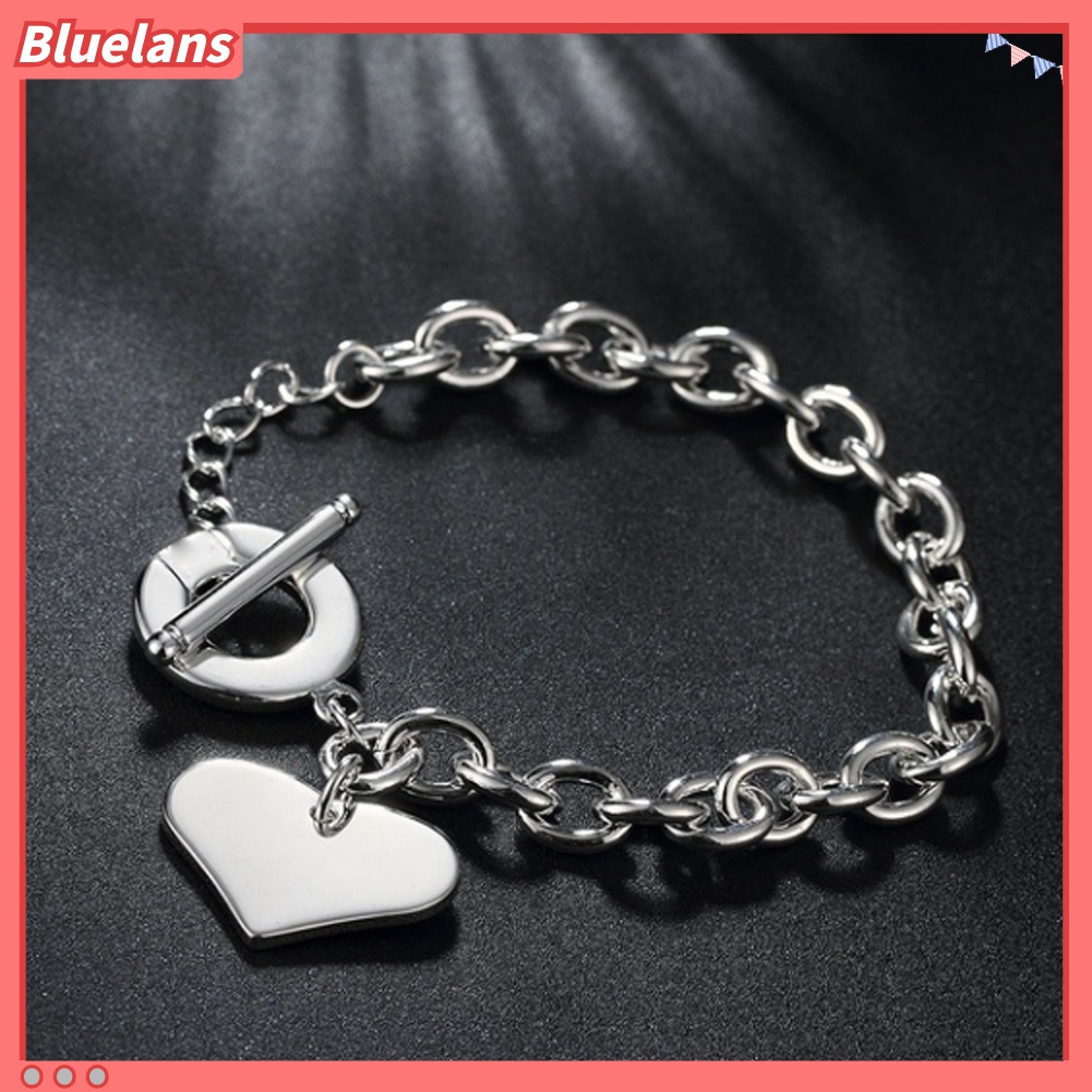 Gelang Bangle Lapis Silver Bentuk Hati Untuk Wanita