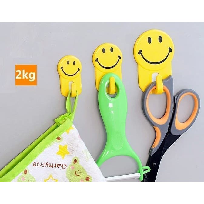Motif Smile Sticky Hook Lucu Gantungan Tempel dinding Cantolan Tanpa Paku