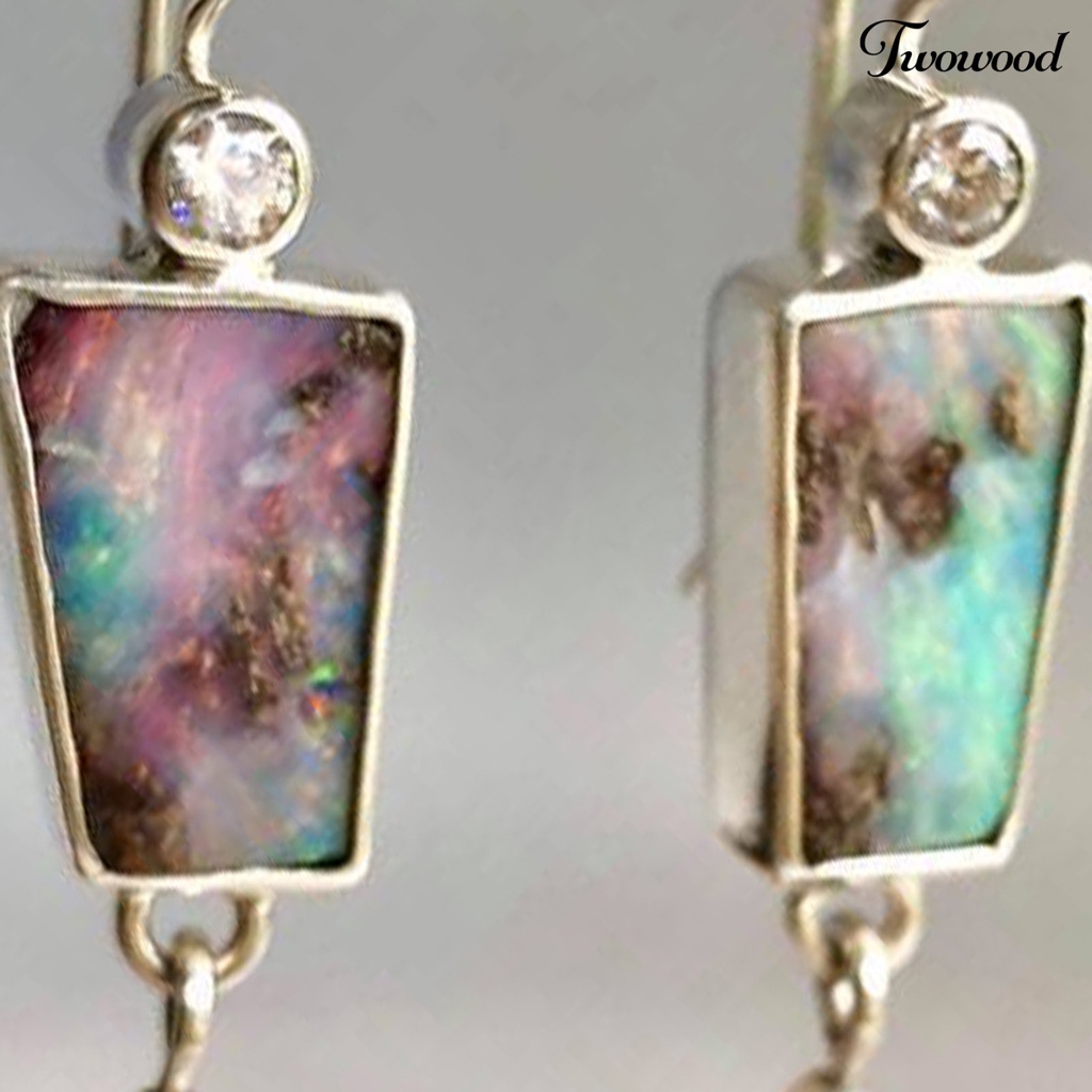 Twowood 1 Pair Women Drop Earrings Colorful Faux Stone Faux Pearl Exquisite Rhinestone Shiny Hook Earrings for Daily Wear