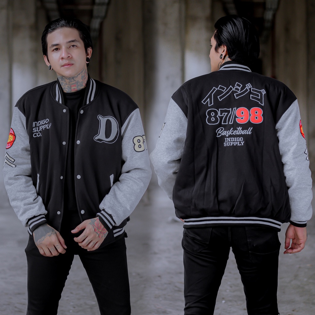 JAKET PRIA - JAKET BASEBALL VARSITY - VARSITY JACKET - JAKET VARSITY INDIGO 87/99 - JAKET BOMBER BASEBALL SUKAJAN VARSITY