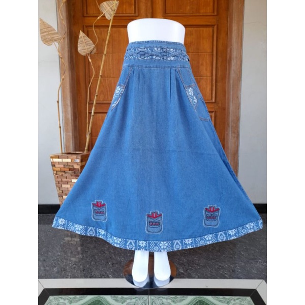 Rok Jeans Wanita / Rok Panjang Wanita / Rok Bordir / Rok Jeans Murah / Rok Cantik