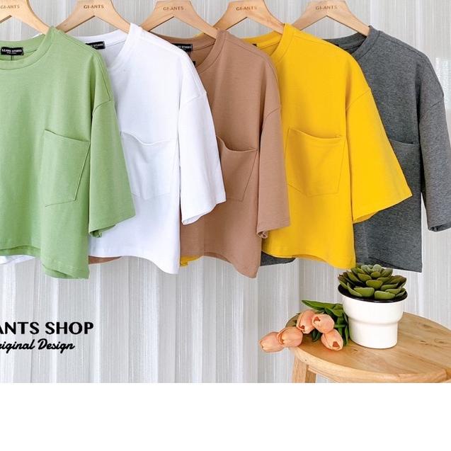☀ KAOS CROP TOP GIANTS BASIC/GIANTS STUDIO KANTONG SATU IMPORT BANGKOK (BJGB206) ➴