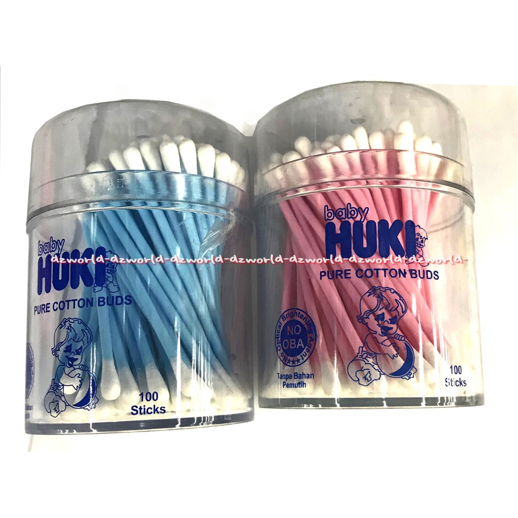 Baby Huki Cotton Bud Korek Kuping terbuat dari 100% kapas alami sehingga aman digunakan bayi