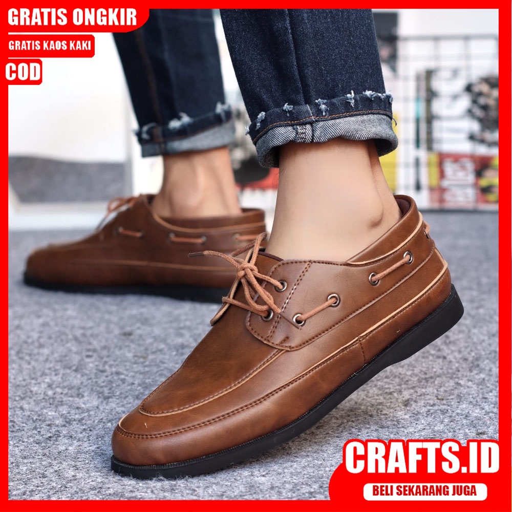 CRAFTS Sepatu Formal Casual Kulit Syntetik Kasual Kerja Kantor Pantofel Pria