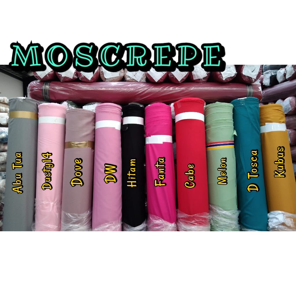 Kain Mosscrepe 1 Roll 60 Yard Moscrepe Moskrep - Bahan Gamis Kerudung Hijab Premium