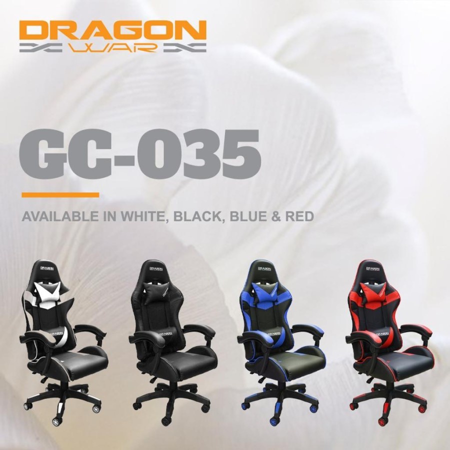 Gaming Chair DRAGONWAR GC 035 (Blue Red White) Kursi Dragon War GC035