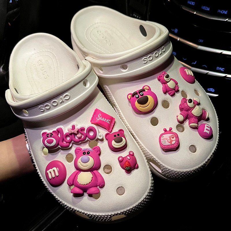 Penjualan Terbatas Waktu!Cl Shop Hiasan Sepatu Bentuk Kartun Beruang crocs 3D Untuk Anak Perempuan