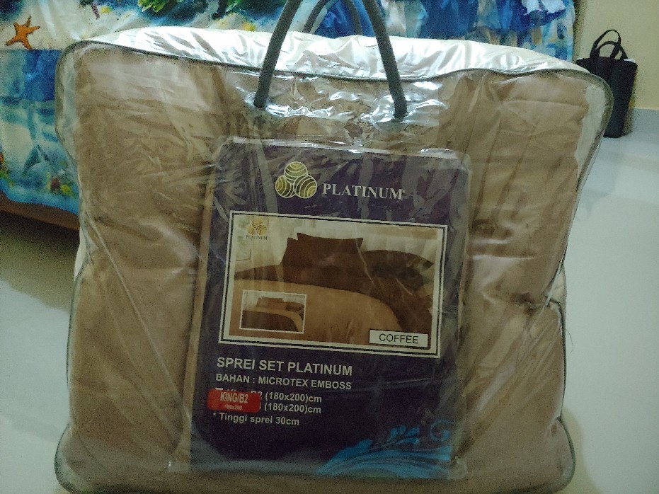Bed Cover Platinum Jacguard Emboss T.30 Cm Coffe Size.king 180×200 Dan 160×200