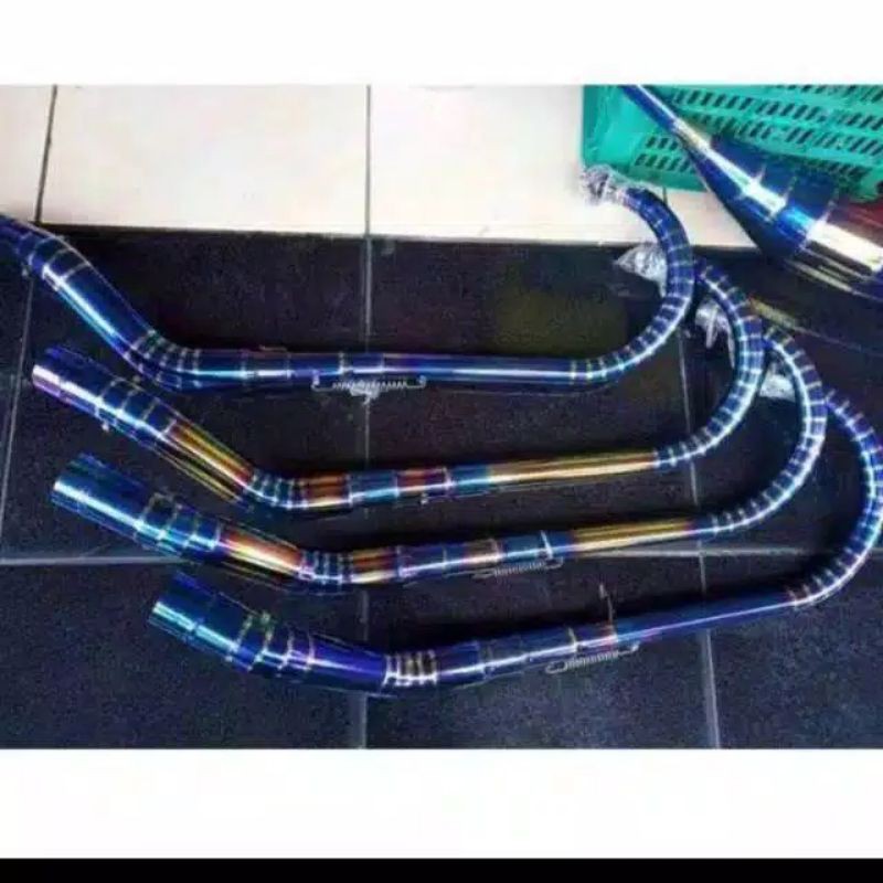 leher knalpot C blue untuk satria fu, jupiter mx, vixion dll.