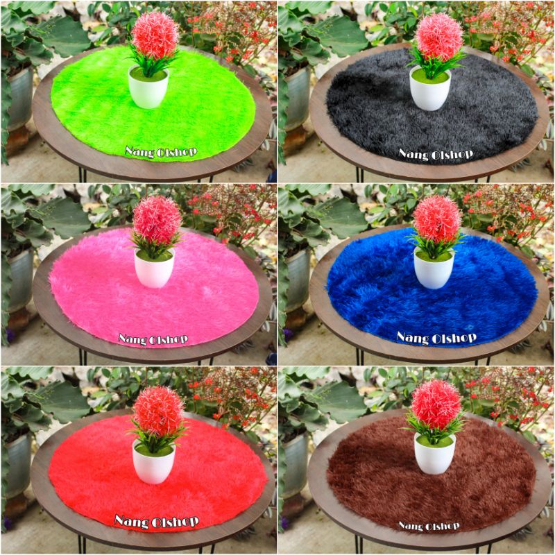 Taplak Meja Bulat Bulu Rasfur Uk 50x50cm / Taplak Meja Minimalis / Taplak Meja Bulat Diameter 50x50cm / Taplak Meja Murah