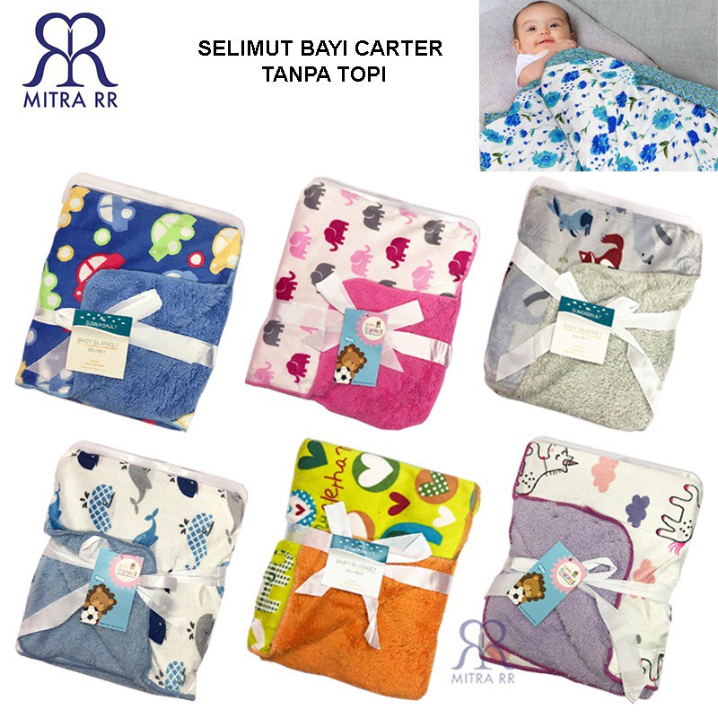 Selimut Bayi CARTER Double Fleece Tanpa Topi Bulu Halus Selimut Carter