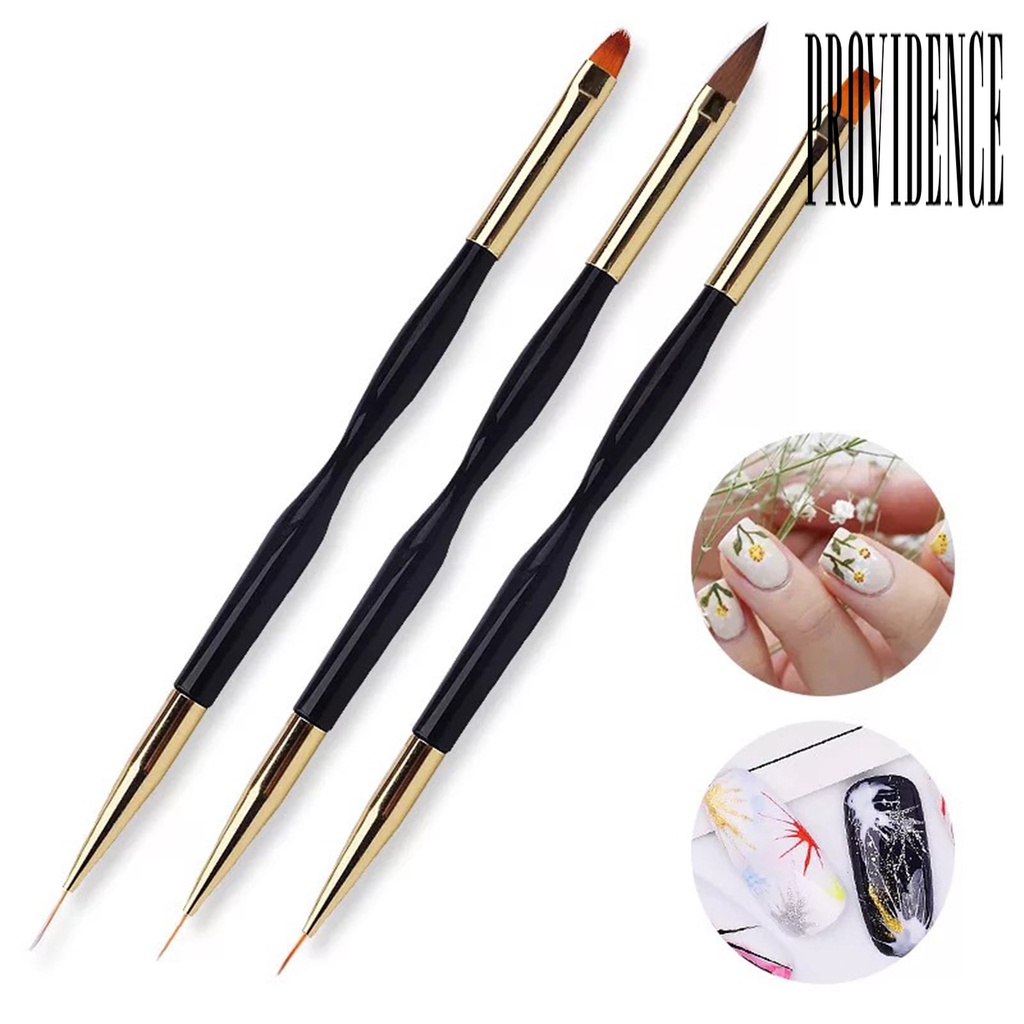 Providence 3Pcs / Set Brush Dotting Pen Nail Art Bulu Lembut Gagang Plastik