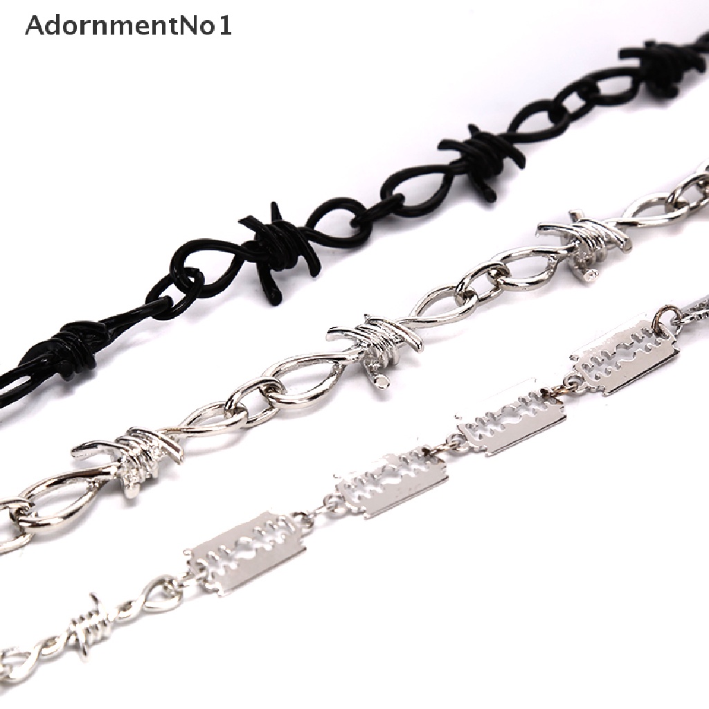 (AdornmentNo1) Kalung Choker Rantai Aksen Duri + Gembok Handmade Untuk Perhiasan Pria / Wanita