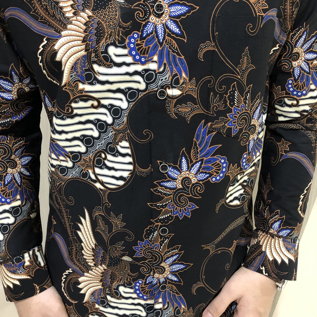[GRIDLINE - LS072 Dark Navy &amp; Midnight Black - LS096 Black] Baju Kemeja Batik Slimfit Pria Lengan Panjang FULL KATUN Konstruksi 40S  Modern Stylish Elegant Premium Best Seller