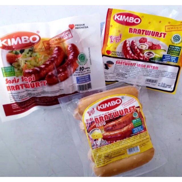 

Sosis Kimbo Bratwurst 3 varian original,keju dan Blackpaper