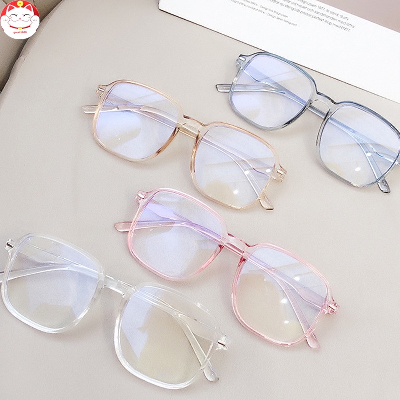 Blue Light Blocking Glasses Big Frame Computer Use Lightweight Anti Eyestrain Retro Flat Mirror Glasses for Women Men