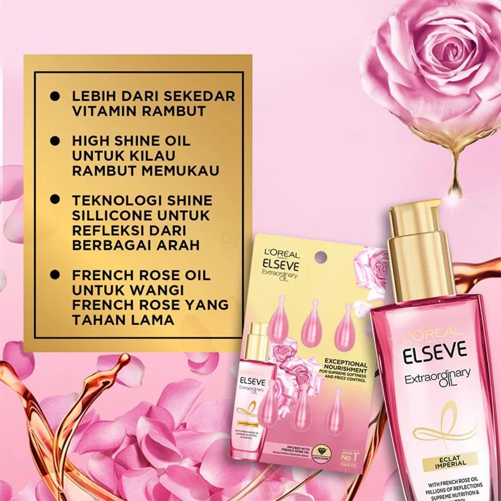 L'oreal Loreal Paris Extraordinary Oil Elseve Minyak Serum Rambut Gold / Pink  Eclat imperial 100ml